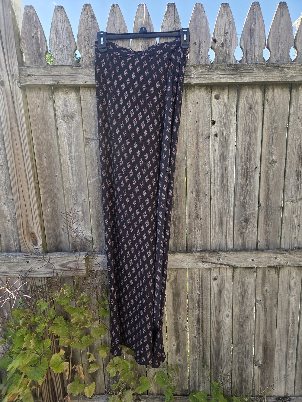 Olivaceous Black Maxi Skirt with Brown Diamond Print
